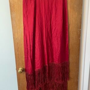 Elegant Red Fringe Scarf
